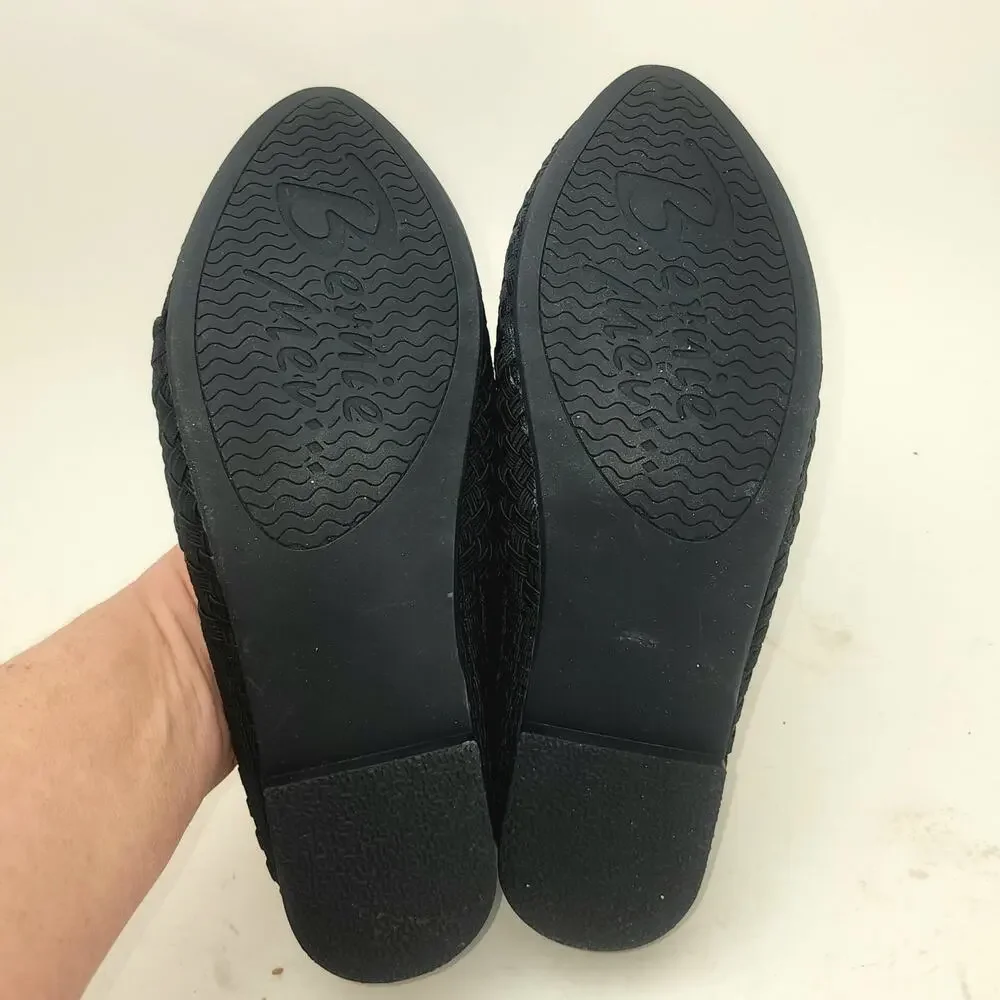 Bernie Mev Catwalk Flats Womens 9/9.5 Black Weave Comfort Memory Foam Slip On - Picture 5 of 7